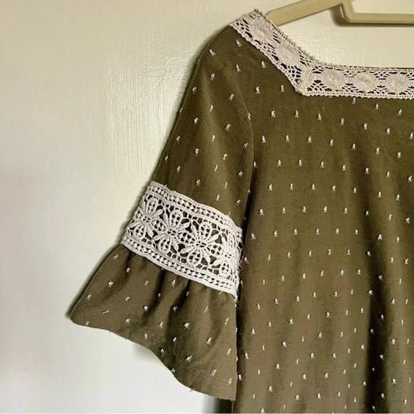 Anthropologie Maeve Venezia Textured Lace Olive Green Size‎ Small - Picture 5 of 13